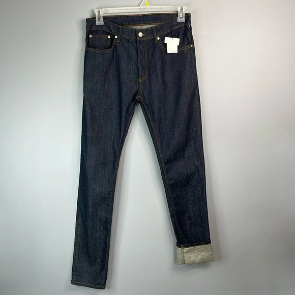 SANDRO Paris NWT Mens Skinny Jeans Brut Blue Dark Wash Denim Button Fly 31 - Picture 3 of 14